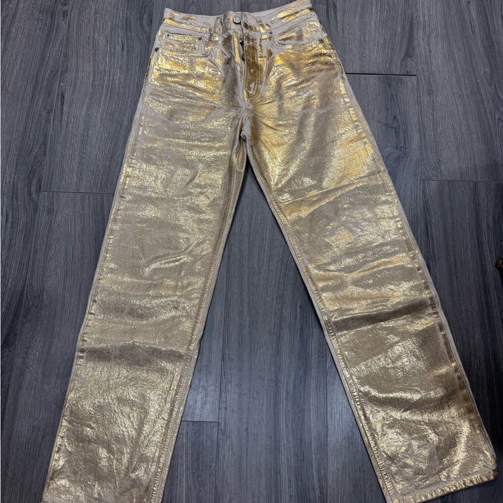 Gold Metallic Women’s Jeans - Stylish Shine